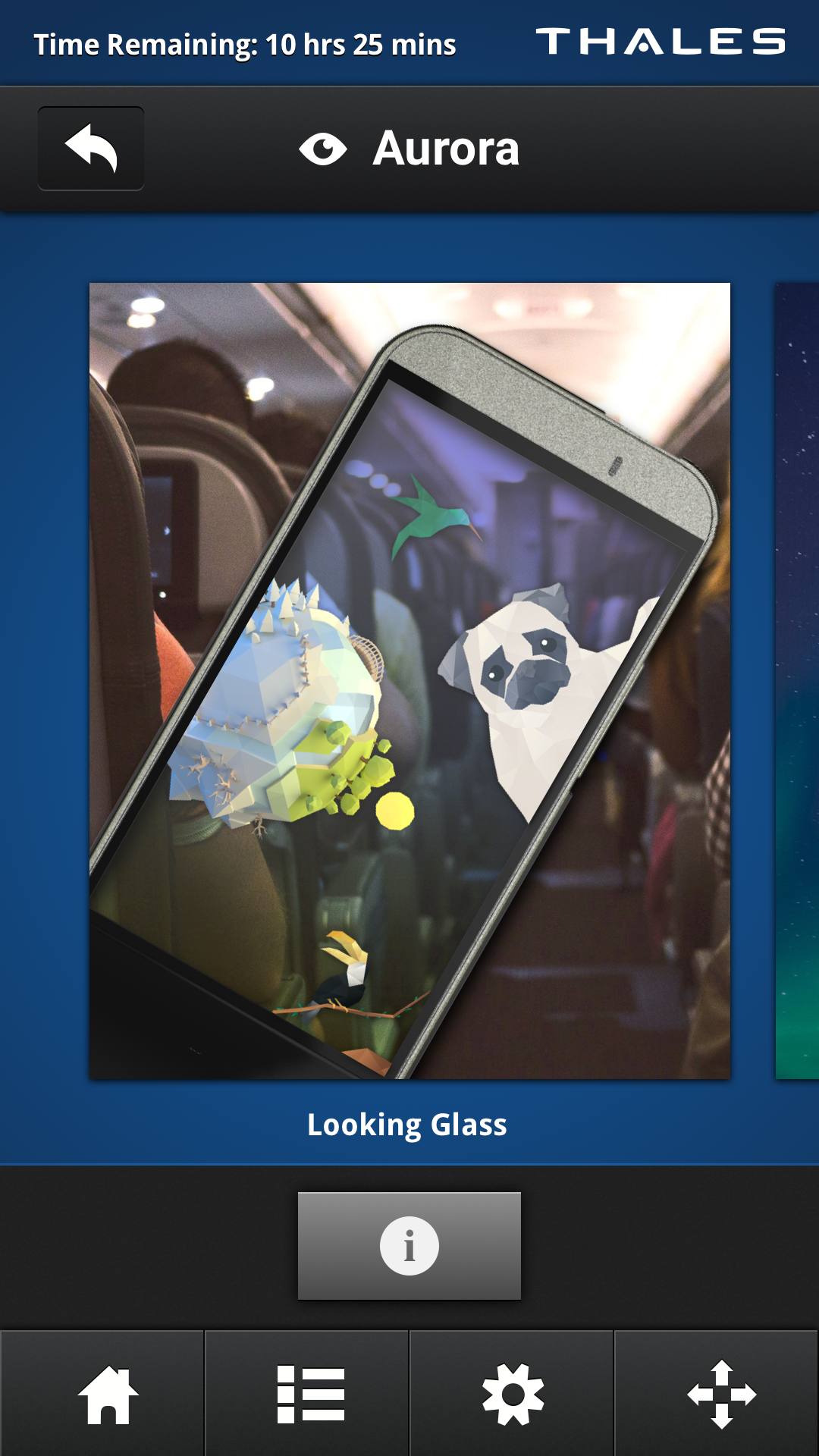 'Looking Glass' which shows an AR view of animals laid over the cabin.